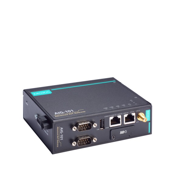 Moxa AIG-101-T 2埠 Modbus RTU/ASCII/TCP 轉 MQTT/Azure/AWS 雲端就緒閘道器